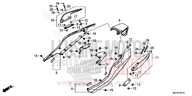 CAPOT ARRIERE de CTX700 ABS PEARL FADELESS WHITE (NH341) de 2014